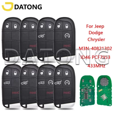 Datong World-mando a distancia para coche, llave para Jeep Grand Cherokee Dodge Charger Journey Chrysler 300 M3N-40821302 ID46 PCF7953 433MHz