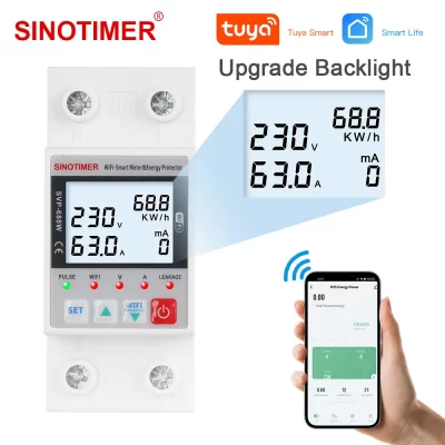 Disyuntor inteligente con WiFi y aplicación TUYA, relé Protector de bajo voltaje, interruptor remoto de encendido/apagado, medidor de energía en kWh