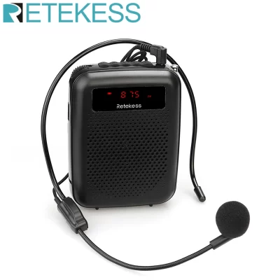 RETEKESS-megáfono portátil PR16R, amplificador de voz, altavoz con micrófono, 12W, grabación FM, reproductor Mp3, Radio FM, guía turístico, enseñanza