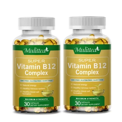 Mulittea vitamina B12 complejo 1000 mcg/B12 para adultos, suplemento dietético para el metabolismo energético, soporte para la salud del estado de ánimo