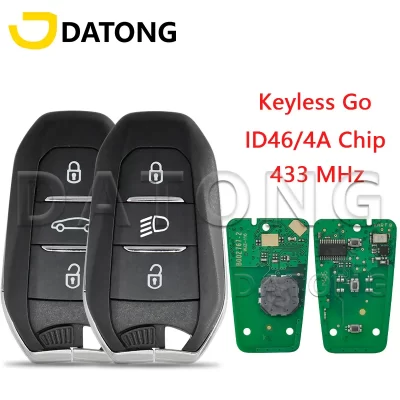 Datong World-llave de Control remoto para coche, dispositivo para Peugeot 208, 308, 3008, 508, 5008, Citroen C4, C4L, DS4, DS5, 46/4A, Chip 433MHz, tarjeta de proximidad