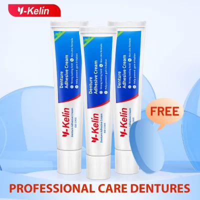 Y-kelin-crema adhesiva para Dentadura postiza, Dentadura fuerte, 120 gramos, 40g, 3 paquetes, regalo para ancianos