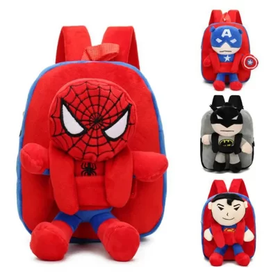 Disney-mochila de Marvel para niños, Kawaii, SpiderMan, Batman, Superman, Capitán América, juguetes de peluche, bolso escolar de animales, muñeco de peluche