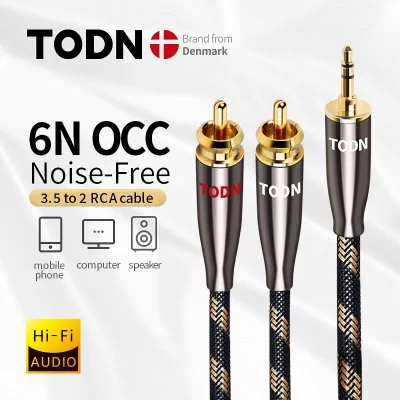 TODN-Cable RCA estéreo HiFi de 3,5mm a 2RCA, conector RCA 3,5 para amplificadores de Audio, para cine en casa