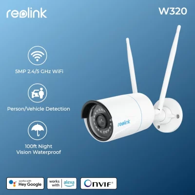 Reolink-cámara de seguridad para exteriores, dispositivo de vigilancia inalámbrico con visión nocturna, detección humana, 5MP, WiFi, Onvif, 2,4G/5Ghz, 510WA