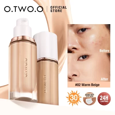 O.TWO.O-Crema de Base líquida para la cara, Base de maquillaje de alta cobertura, protector solar SPF30, corrector impermeable, Base de maquillaje, 30ml